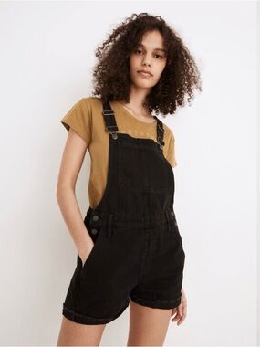 Madewell Adirondack Short Overalls Washed Black XXS Vintage Retro Streetwear